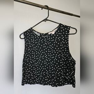 Forever 21 Black and White Polka Dot Relaxed Fit Crop Top